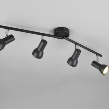 Plafoniera Cantar, RL NOW, 60.5x8x15.5 cm, 5W, 4x GU10, metal, negru mat imagine