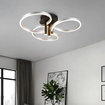 Plafoniera Caruso, TRIO, 65.5x20 cm, 43W, 1x SMD, metal, negru/argintiu lucios imagine