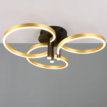 Plafoniera Caruso, TRIO, 65.5x20 cm, 43W, 1x SMD, metal, negru/auriu imagine