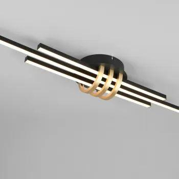 Plafoniera Cinto, RL NOW, 81x18x10.5 cm, 20W, 1x SMD, metal, negru/auriu imagine