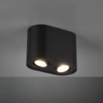 Plafoniera Cookie, TRIO, 17.8x9.6x12.5 cm, 35W, 2x GU10, metal, negru mat imagine