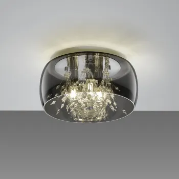 Plafoniera Crystel, TRIO, 34x17.5 cm, 28W, 3x E14, sticla, argintiu imagine