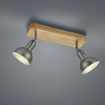 Plafoniera Delhi, TRIO, 33x11.6x20.5 cm, 40W, 2x E14, metal, argintiu/natur imagine