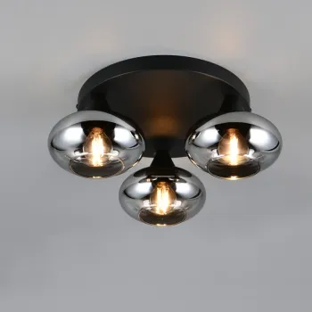 Plafoniera Divina, RL, 39x15 cm, 10W, 3x E14, sticla, negru/gri imagine