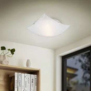 Plafoniera Elisa, TRIO, 40x40x9.5 cm, 40W, 2x E27, metal, alb/argintiu imagine