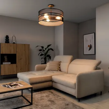 Plafoniera ELTAP, CE3A-B, Orabela, 55x32 cm, 3xE27, 15W, otel, negru imagine