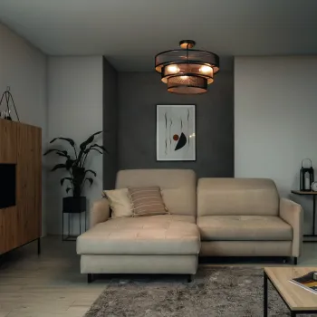 Plafoniera ELTAP, CE3B-B, Orabela, 55x32 cm, 3xE27, 15W, otel, negru imagine