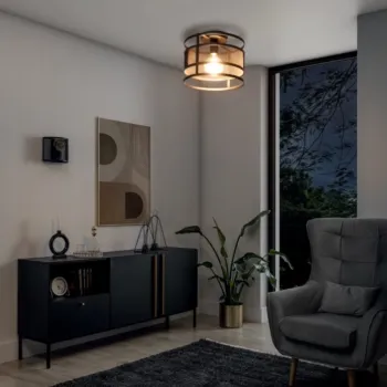 Plafoniera ELTAP, Gormar, 30x23 cm, 1xE27, 15W, otel, negru imagine