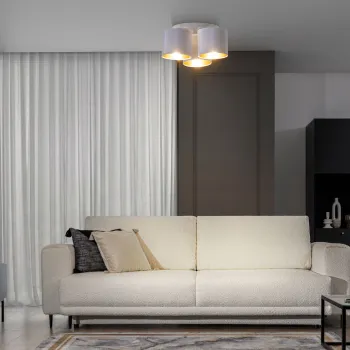 Plafoniera ELTAP, Vespillo, 45x18 cm, 3xE27, 15W, otel/PVC, alb/auriu imagine