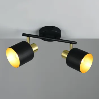 Plafoniera Eva, TRIO, 36.5x10x19 cm, 10W, 2x E14, metal, negru/auriu imagine