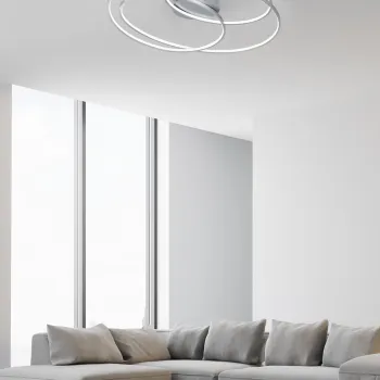 Plafoniera Gale, TRIO, 60x43x13.5 cm, 38W, 1x SMD, metal, argintiu imagine