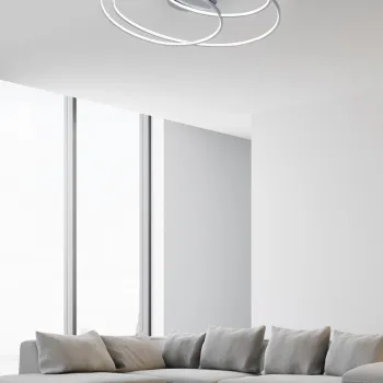 Plafoniera Gale, TRIO, 80x65x14.5 cm, 50W, 1x SMD, metal, argintiu imagine