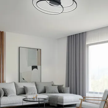 Plafoniera Gale, TRIO, 80x65x14.5 cm, 50W, 1x SMD, metal, negru mat imagine