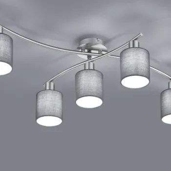 Plafoniera Garda, TRIO, 75x44.2x22 cm, 25W, 5x E14, metal/textil, argintiu imagine