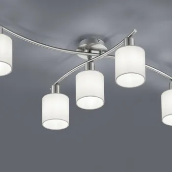Plafoniera Garda, TRIO, 75x44.2x22 cm, 25W, 5x E14, metal/textil, argintiu/alb imagine
