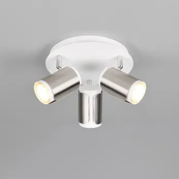 Plafoniera Gillan, TRIO, 30x16 cm, 10W, 3x GU10, metal, nichel mat/alb imagine