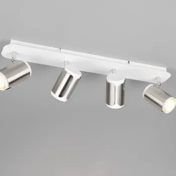 Plafoniera Gillan, TRIO, 60x12x16 cm, 10W, 4x GU10, metal, nichel mat/alb imagine