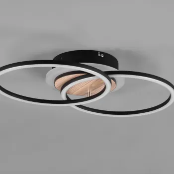 Plafoniera Giro, RL, 46.5x28x8.5 cm, 25W, 1x SMD, MDF, negru/natur imagine