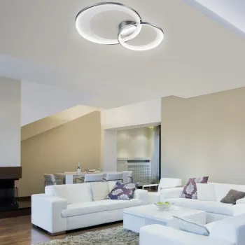 Plafoniera Granada, TRIO, 59x43x8.5 cm, 29W, 1x SMD, metal, argintiu/alb imagine