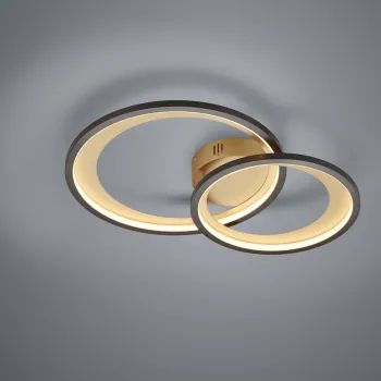 Plafoniera Granada, TRIO, 59x43x8.5 cm, 29W, 1x SMD, metal, negru mat/auriu imagine