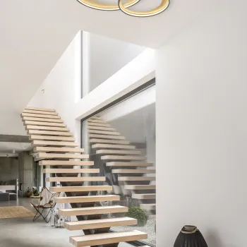 Plafoniera Granada, TRIO, 85x60x8.5 cm, 36W, 1x SMD, metal, negru mat/auriu imagine