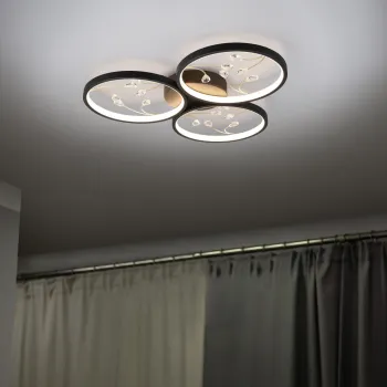 Plafoniera Groovy, TRIO, 62x6 cm, 30W, 1x SMD, metal, negru mat imagine