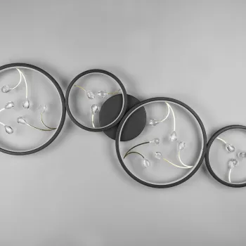 Plafoniera Groovy, TRIO, 95.5x40x6 cm, 37W, 1x SMD, metal, negru mat imagine