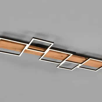 Plafoniera Harper, TRIO, 115x44.5x7.5 cm, 42W, 1x SMD, metal/lemn, natur/negru mat imagine