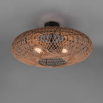 Plafoniera Hedda, TRIO, 52x28 cm, 40W, 2x E27, metal, negru mat/maro imagine