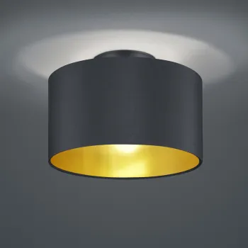 Plafoniera Hostel, TRIO, 30x22 cm, 40W, 2x E14, textil, negru mat/auriu imagine