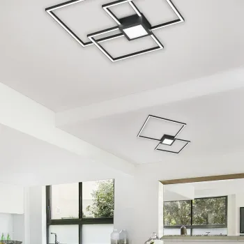 Plafoniera Hydra, TRIO, 65.5x65.5x6.5 cm, 38W, 1x LED, metal, antracit imagine