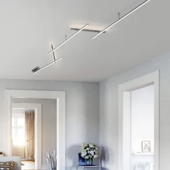 Plafoniera Indira, TRIO, 245x50x6.5 cm, 25W, 1x SMD, metal, nichel mat imagine