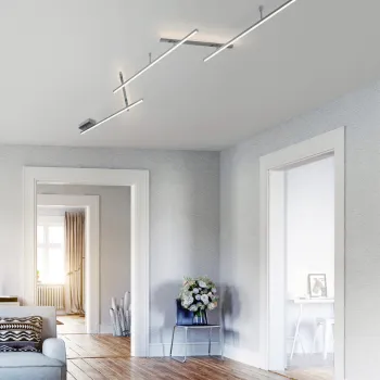 Plafoniera Indira, TRIO, 345x58x6.5 cm, 28W, 1x SMD, metal, nichel mat imagine