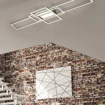 Plafoniera Irvine, TRIO, 105x42x6.5 cm, 60W, 1x SMD, metal, argintiu mat imagine