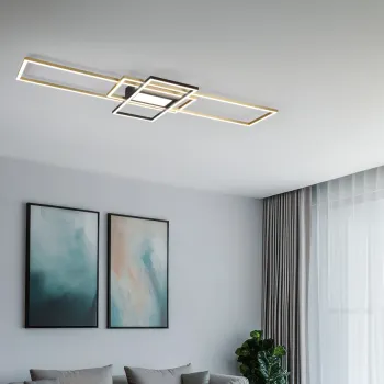 Plafoniera Irvine, TRIO, 105x42x6.5 cm, 60W, 1x SMD, metal, bronz mat/negru imagine