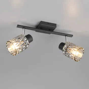 Plafoniera Jack , RL, 37x16x21 cm, 10W, 2x E27, metal, negru/gri imagine