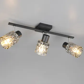 Plafoniera Jack , RL, 55x16x21 cm, 10W, 3x E27, metal, negru/gri imagine