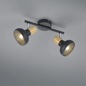 Plafoniera Latika, RL, 30x13.5x18.5 cm, 10W, 2x E14, metal, negru mat/natur imagine