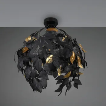 Plafoniera Leavy, RL, 38x58 cm, 28W, 1x E27, metal, negru mat/auriu imagine