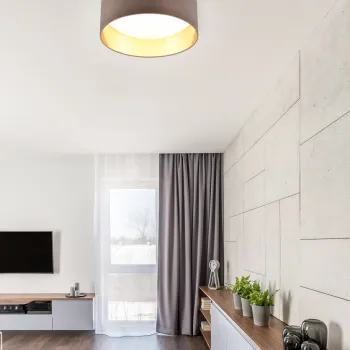 Plafoniera Locarno, RL, 30x11 cm, 12W, 1x SMD, textil, taupe imagine