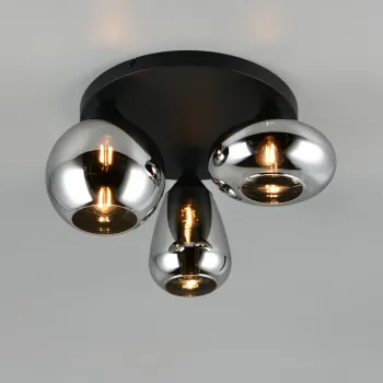 Plafoniera Lumina, TRIO, 35x24.5 cm, 10W, 3x E14, metal, negru mat/argintiu imagine