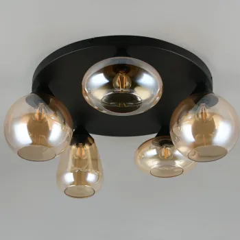 Plafoniera Lumina, TRIO, 50x24.5 cm, 10W, 5x E14, metal, negru mat imagine