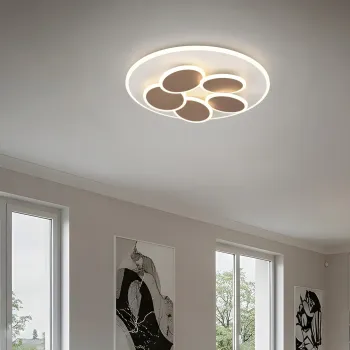 Plafoniera Mandala, TRIO, 48x7.5 cm, 35W, 1x SMD, metal, maro/alb imagine