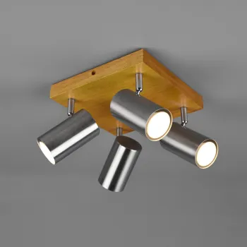 Plafoniera Marley, TRIO, 22x22x16 cm, 35W, 4x GU10, metal, argintiu mat/natur imagine