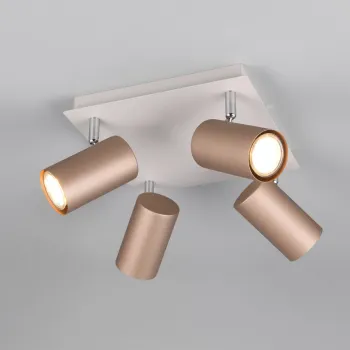 Plafoniera Marley, TRIO, 24x24x15 cm, 35W, 4x GU10, metal, alb/bronz imagine