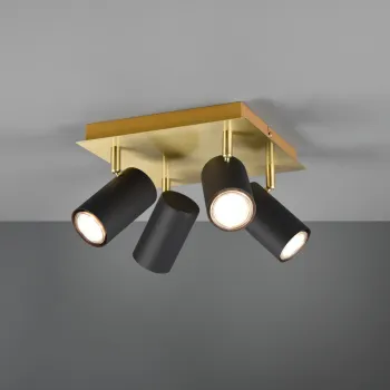 Plafoniera Marley, TRIO, 24x24x15 cm, 35W, 4x GU10, metal, negru/auriu imagine
