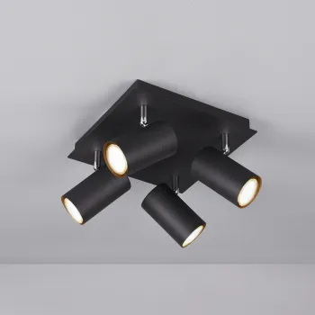 Plafoniera Marley, TRIO, 24x24x15 cm, 35W, 4x GU10, metal, negru mat imagine