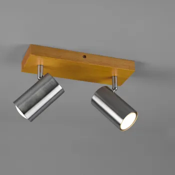 Plafoniera Marley, TRIO, 26x9x16 cm, 35W, 2x GU10, metal, argintiu mat/natur imagine