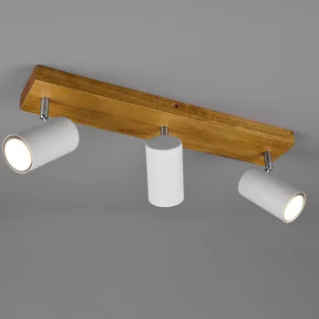 Plafoniera Marley, TRIO, 44x9x16 cm, 35W, 3x GU10, metal, alb mat/natur imagine