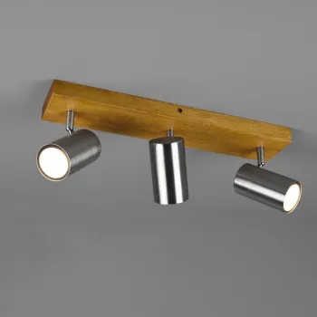Plafoniera Marley, TRIO, 44x9x16 cm, 35W, 3x GU10, metal, argintiu mat/natur imagine